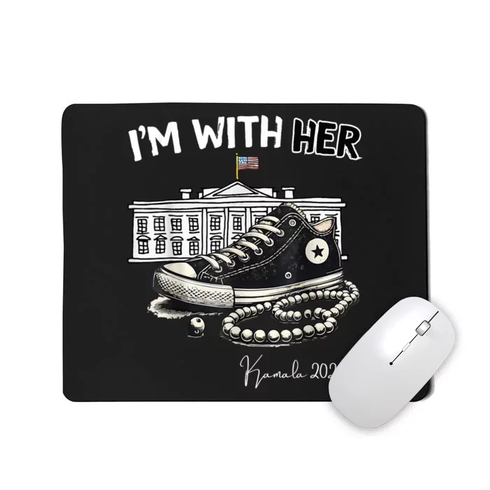 Chucks And Pearls IM With Her Kamala 2024 Retro Vintage Mousepad