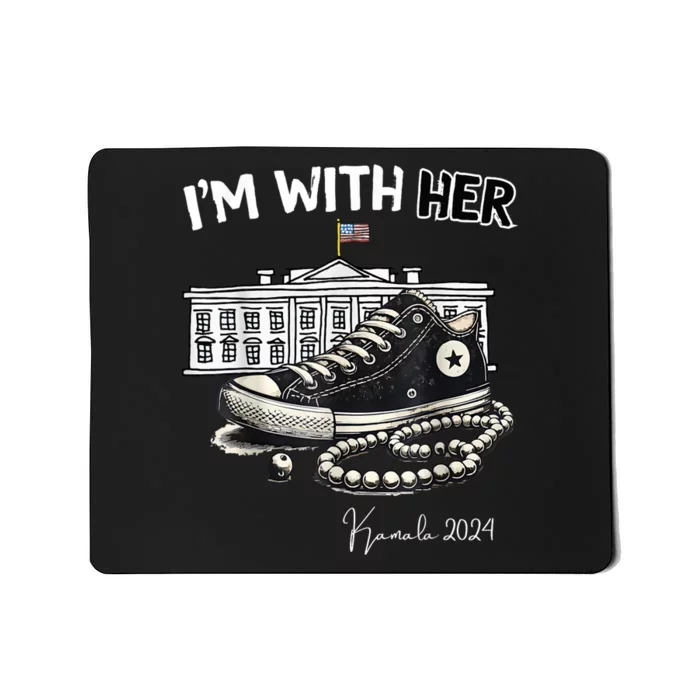 Chucks And Pearls IM With Her Kamala 2024 Retro Vintage Mousepad