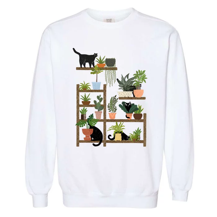 Cats And Plants Garment-Dyed Sweatshirt