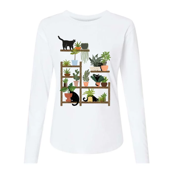 Cats And Plants Womens Cotton Relaxed Long Sleeve T-Shirt