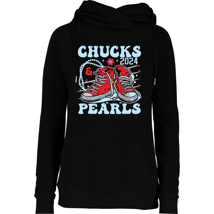 Chucks And Pearls Womens Funnel Neck Pullover Hood