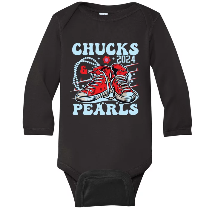 Chucks And Pearls Baby Long Sleeve Bodysuit