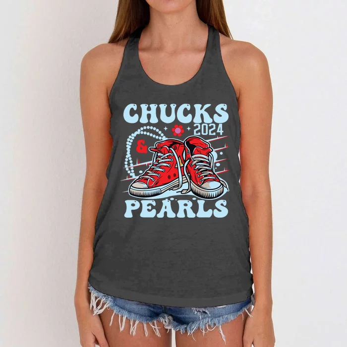 Chucks And Pearls Women's Knotted Racerback Tank