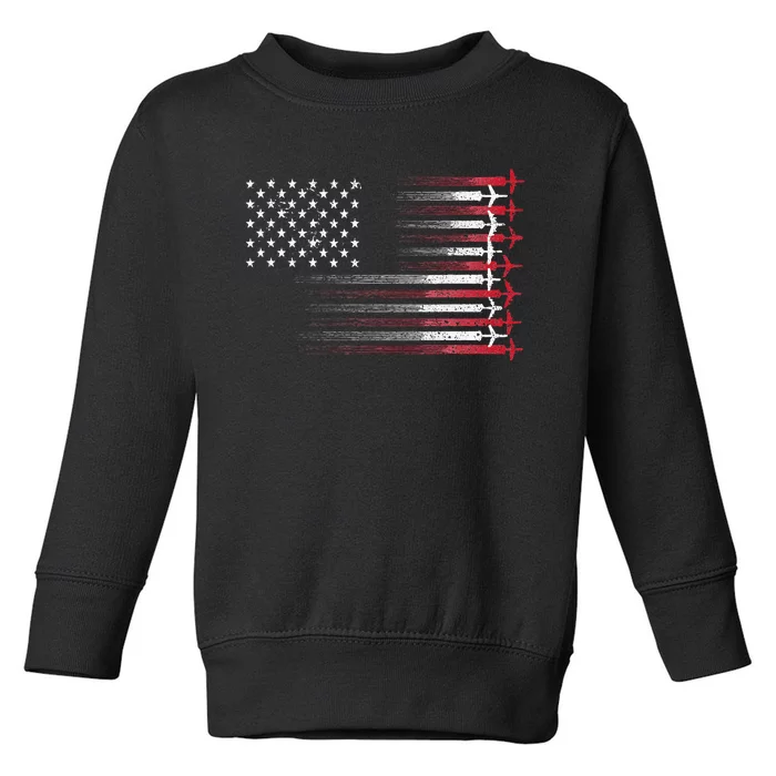 Cute Airplane Pilot Art For Wo Aviation 4th Of July Toddler Sweatshirt