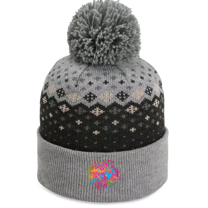 Colorful Artsy Paint Splat The Baniff Cuffed Pom Beanie