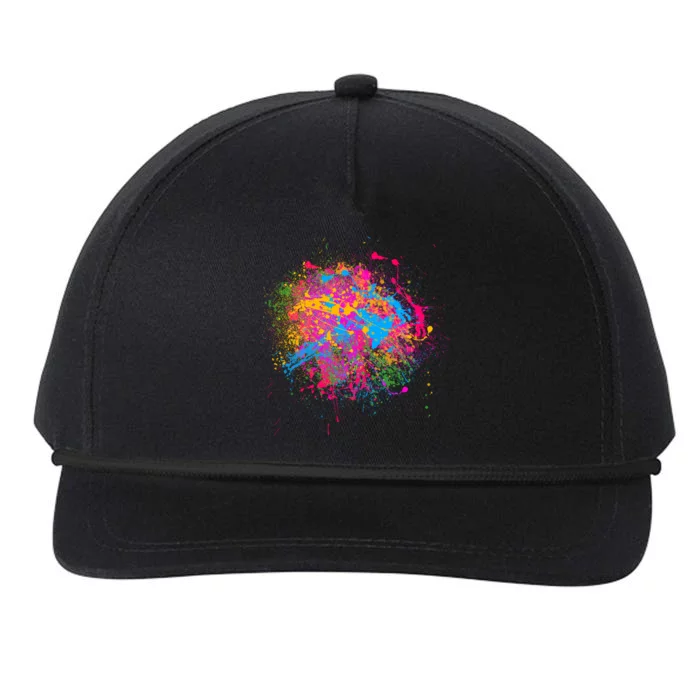 Colorful Artsy Paint Splat Snapback Five-Panel Rope Hat