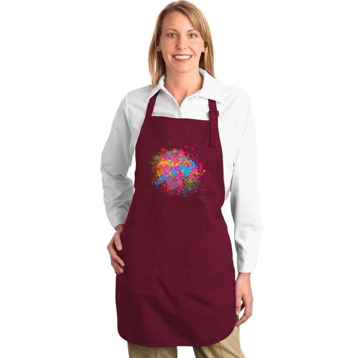 Colorful Artsy Paint Splat Full-Length Apron With Pocket