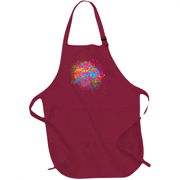 Colorful Artsy Paint Splat Full-Length Apron With Pocket