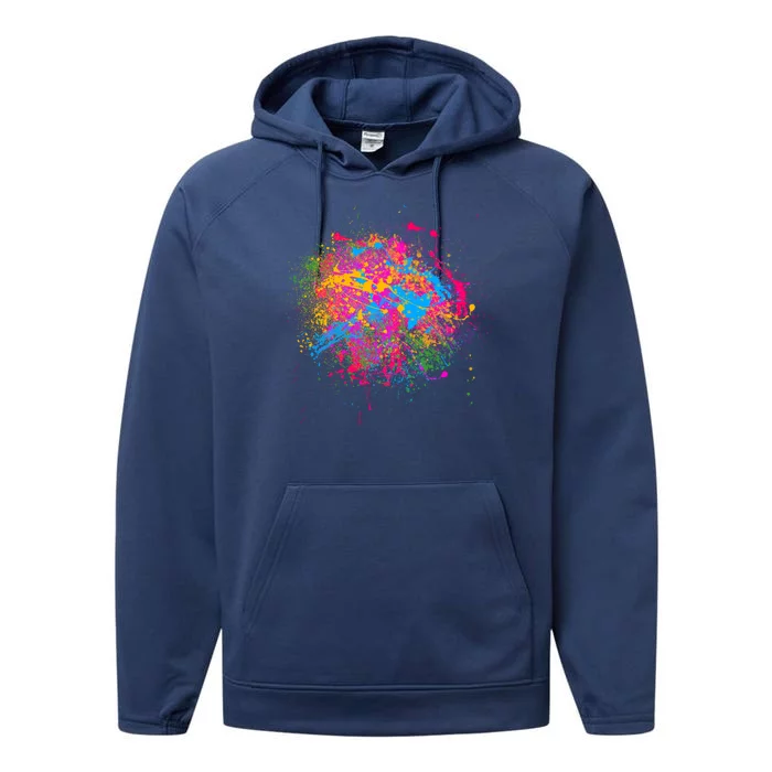 Colorful Artsy Paint Splat Performance Fleece Hoodie