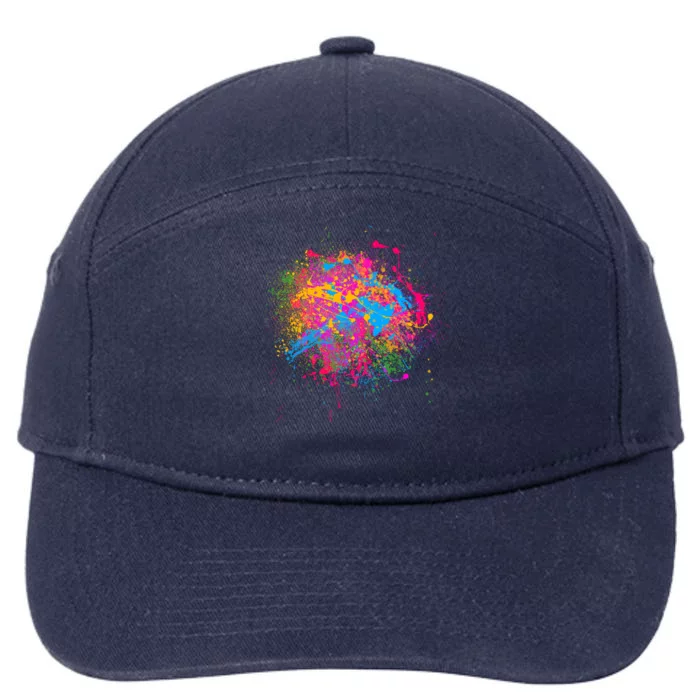 Colorful Artsy Paint Splat 7-Panel Snapback Hat