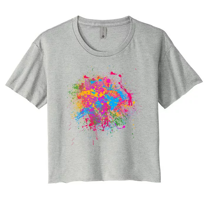 Colorful Artsy Paint Splat Women's Crop Top Tee