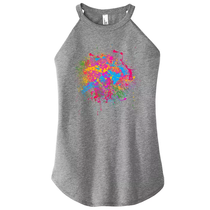 Colorful Artsy Paint Splat Women’s Perfect Tri Rocker Tank