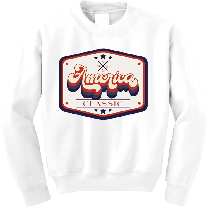 Classic American Patriotic Vintage Trucker Patch Kids Sweatshirt