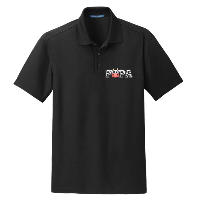 Cow Animal Pattern Farmer Cow Father Papa Dry Zone Grid Performance Polo