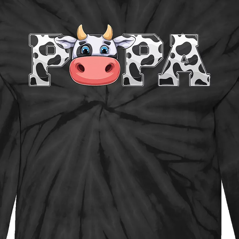 Cow Animal Pattern Farmer Cow Father Papa Tie-Dye Long Sleeve Shirt