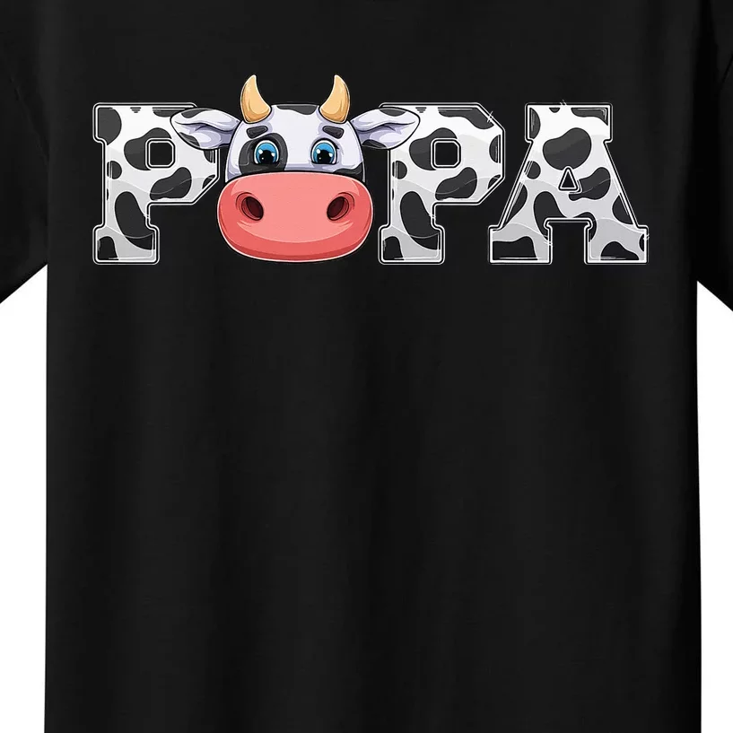 Cow Animal Pattern Farmer Cow Father Papa Kids T-Shirt