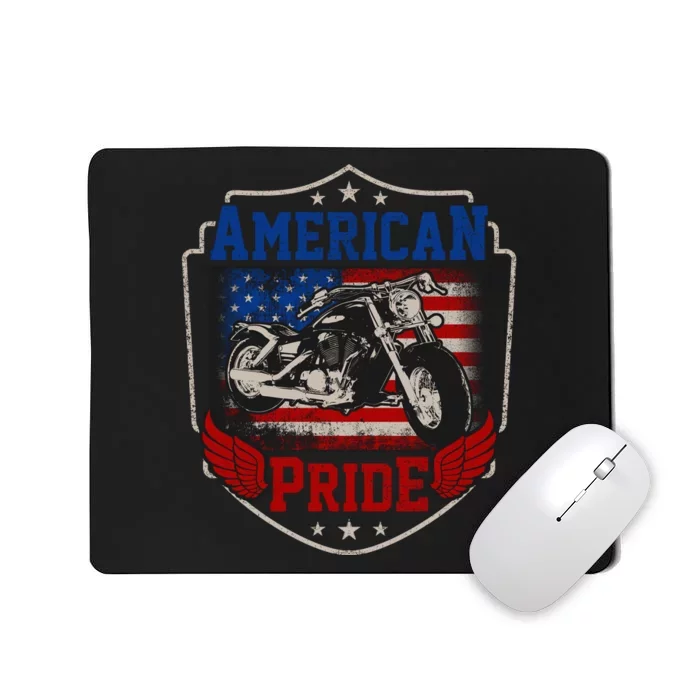 Chopper American Pride Flag Motorcycle Biker 4th Of July Mousepad