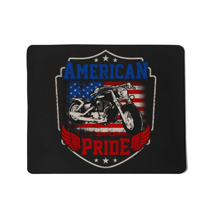 Chopper American Pride Flag Motorcycle Biker 4th Of July Mousepad