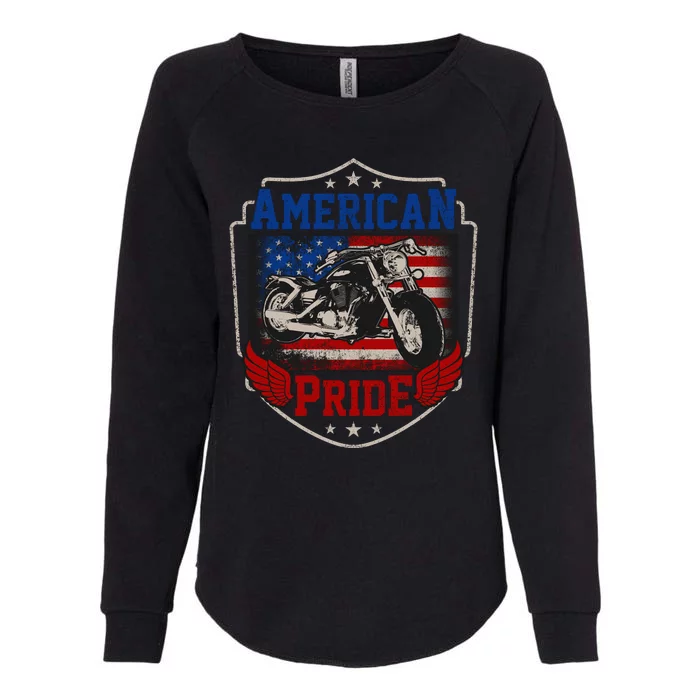 Chopper American Pride Flag Motorcycle Biker 4th Of July Womens California Wash Sweatshirt