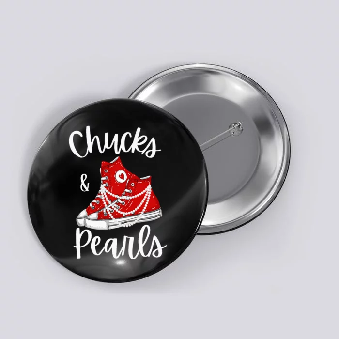 Chucks And Pearls Cute Women Button