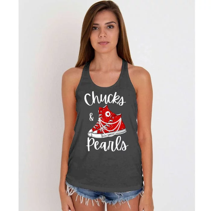 Chucks And Pearls Cute Women Women's Knotted Racerback Tank