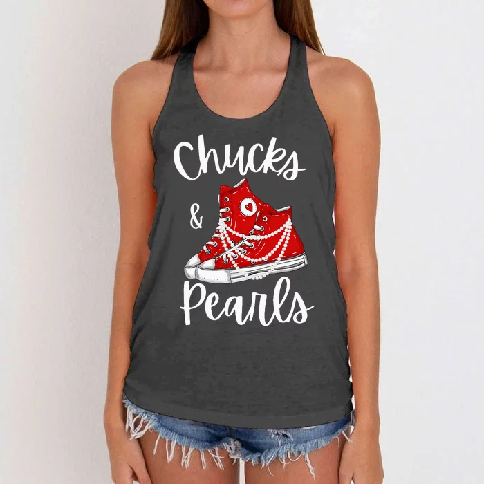 Chucks And Pearls Cute Women Women's Knotted Racerback Tank