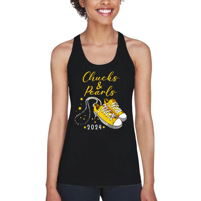 Chucks And Pearls 2024 Kamala Harris For President 47th Women's Racerback Tank