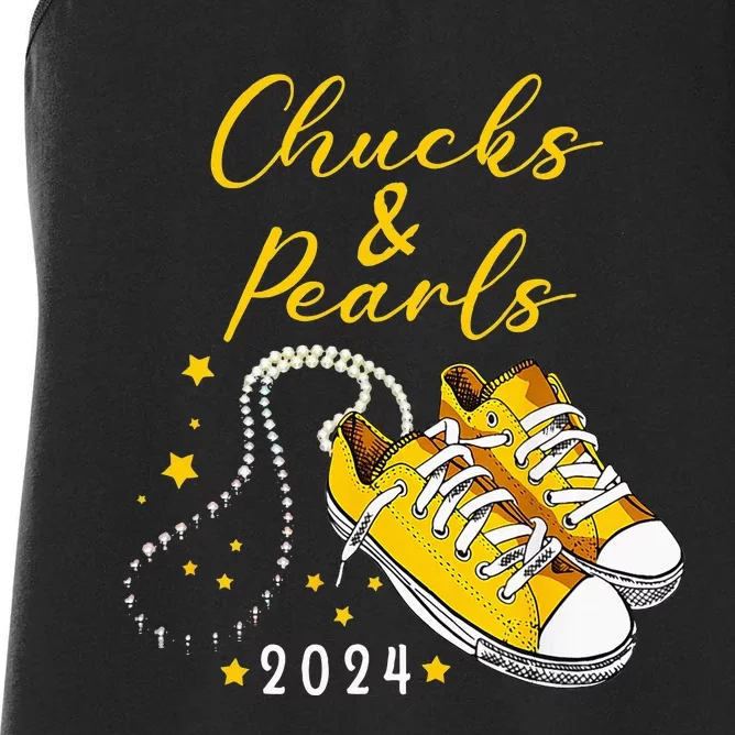 Chucks And Pearls 2024 Kamala Harris For President 47th Women's Racerback Tank