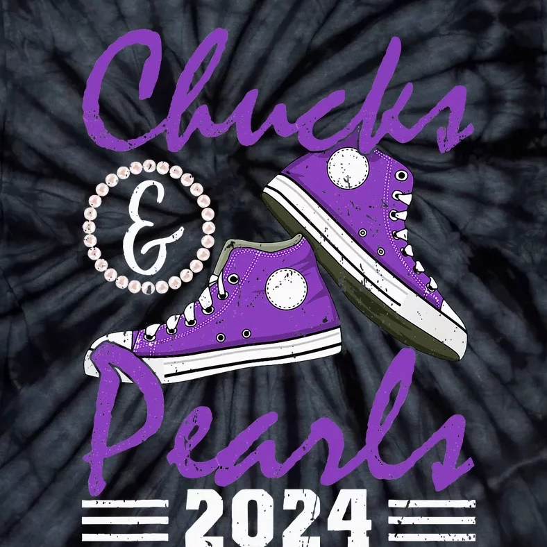 Chucks And Pearls 2024 Voting For Kamala Harris Usa Election Tie-Dye T-Shirt