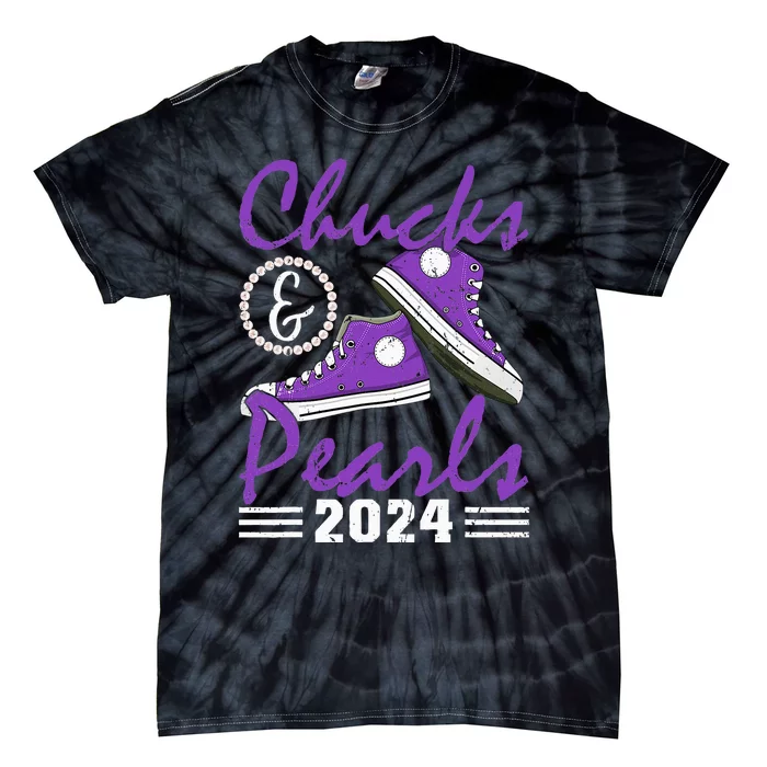 Chucks And Pearls 2024 Voting For Kamala Harris Usa Election Tie-Dye T-Shirt