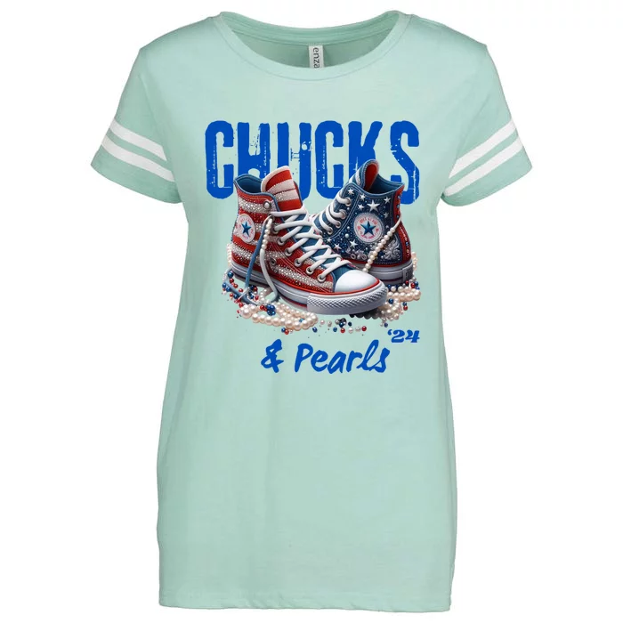 Chucks And Pearls Cute Enza Ladies Jersey Football T-Shirt