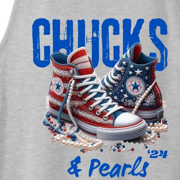 Chucks And Pearls Cute Ladies Tri-Blend Wicking Tank