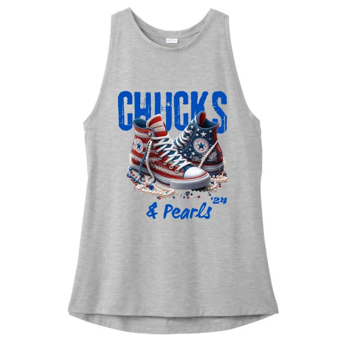 Chucks And Pearls Cute Ladies Tri-Blend Wicking Tank