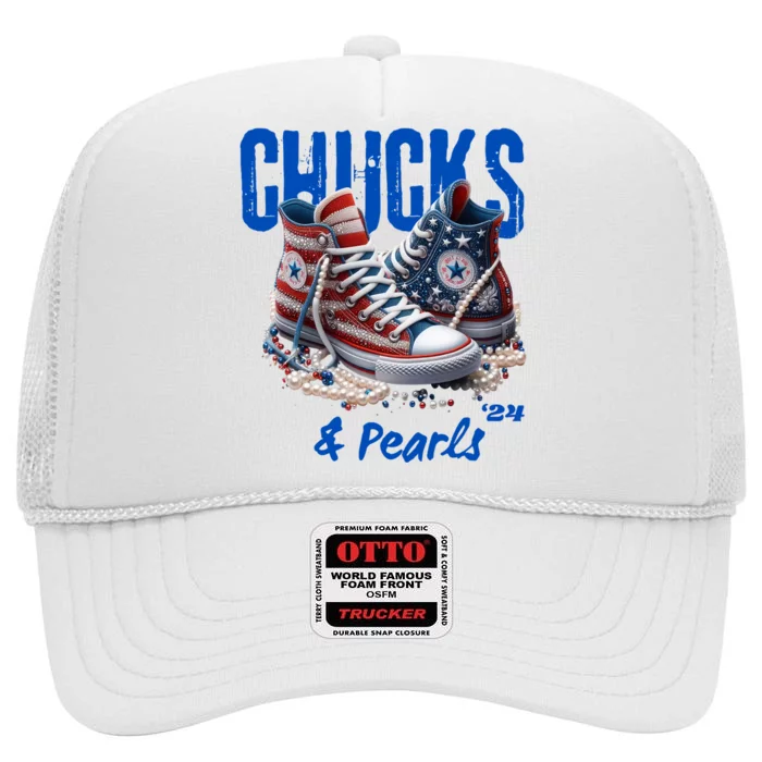 Chucks And Pearls Cute High Crown Mesh Trucker Hat