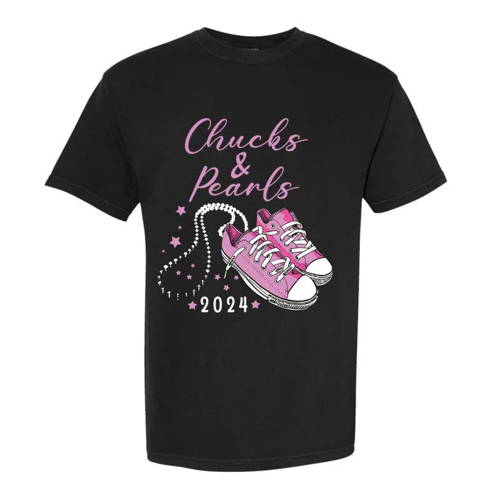 Chucks And Pearls 2024 Kamala Harris For President 47th Garment-Dyed Heavyweight T-Shirt