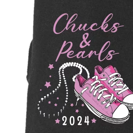 Chucks And Pearls 2024 Kamala Harris For President 47th Doggie 3-End Fleece Hoodie