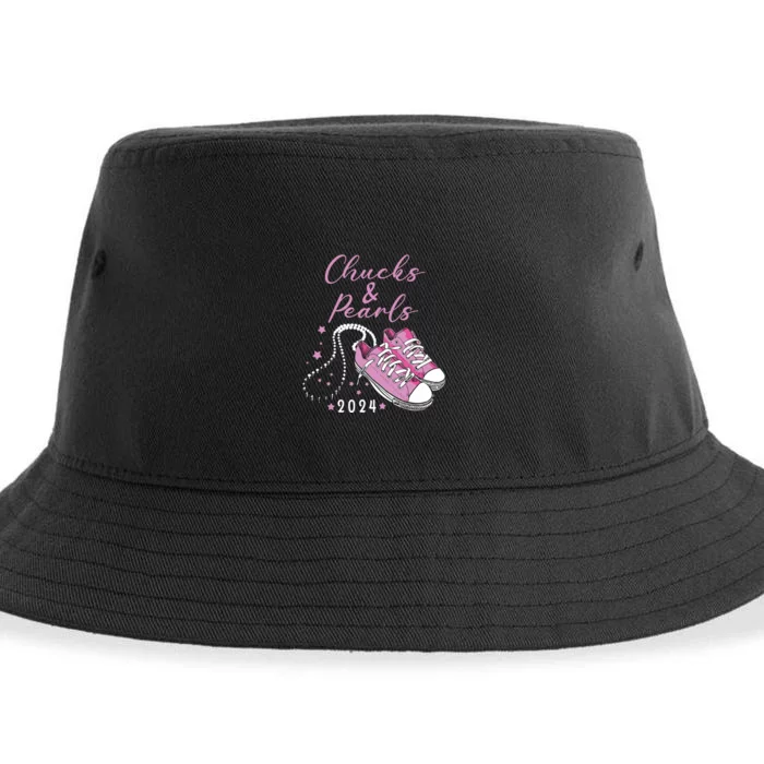 Chucks And Pearls 2024 Kamala Harris For President 47th Sustainable Bucket Hat