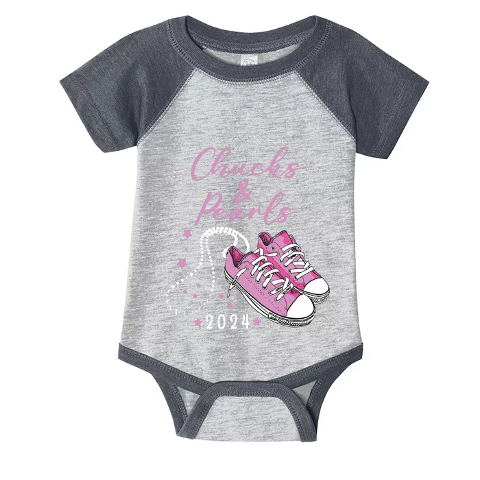 Chucks And Pearls 2024 Kamala Harris For President 47th Infant Baby Jersey Bodysuit