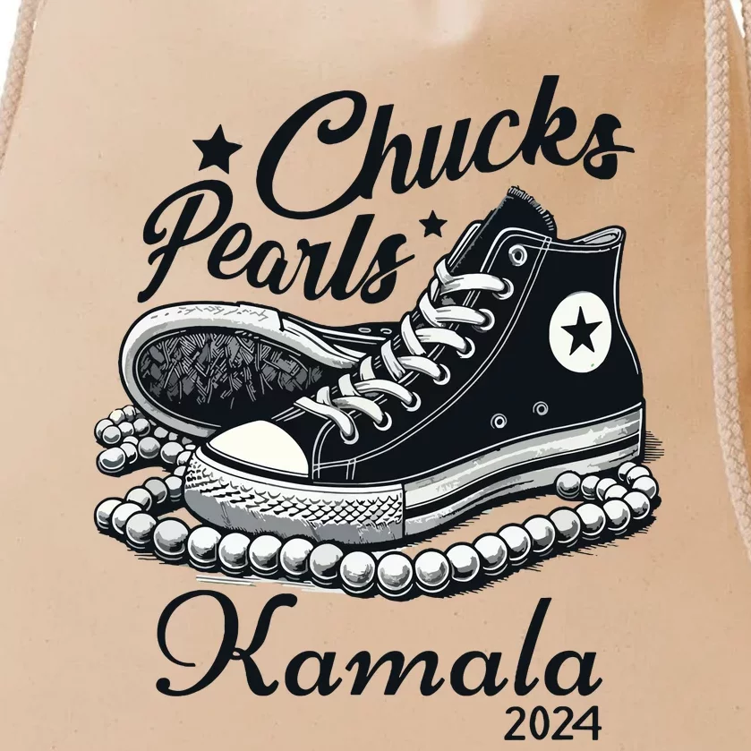 Chucks And Pearls For Women 2024 Kamala Harris Drawstring Bag