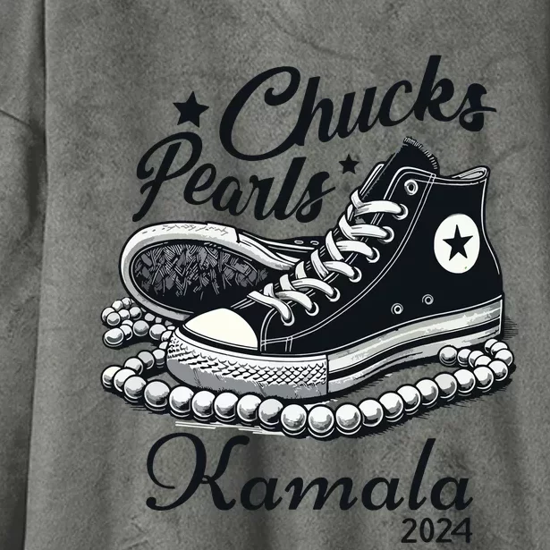 Chucks And Pearls For Women 2024 Kamala Harris Hooded Wearable Blanket