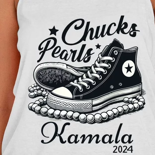 Chucks And Pearls For Women 2024 Kamala Harris Women's Knotted Racerback Tank