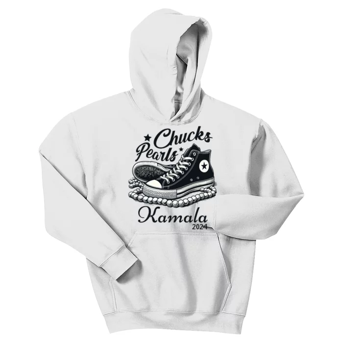 Chucks And Pearls For Women 2024 Kamala Harris Kids Hoodie