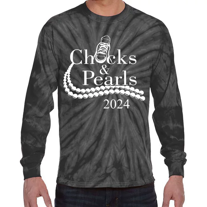 Chucks And Pearls 2024 Women Gifts Tie-Dye Long Sleeve Shirt