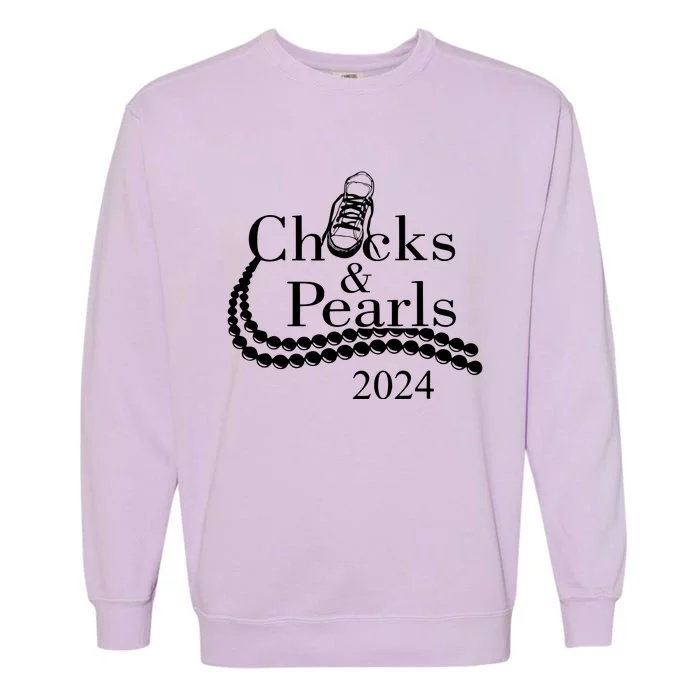 Chucks And Pearls 2024 Women Gifts Garment-Dyed Sweatshirt