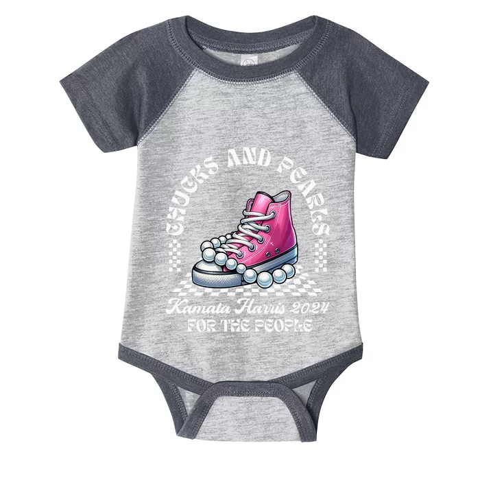 Chucks And Pearls Kamala Harris 2024 President Campaign Infant Baby Jersey Bodysuit