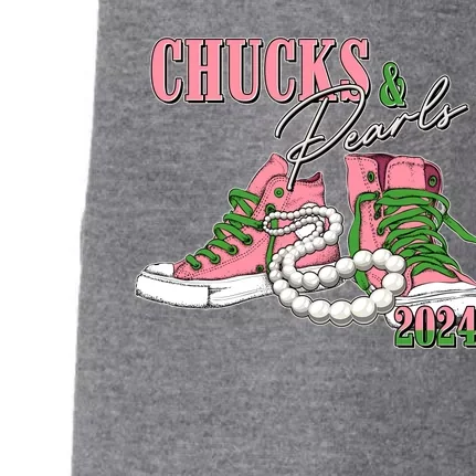 Chucks And Pearls Kamala Harris 2024 Aka Sorority Pink And Green Doggie 3-End Fleece Hoodie