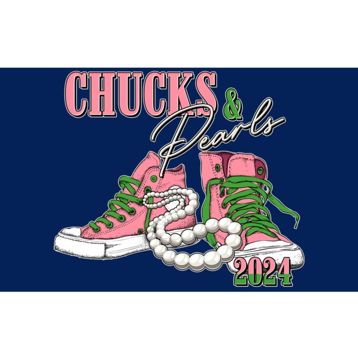 Chucks And Pearls Kamala Harris 2024 Aka Sorority Pink And Green Bumper Sticker