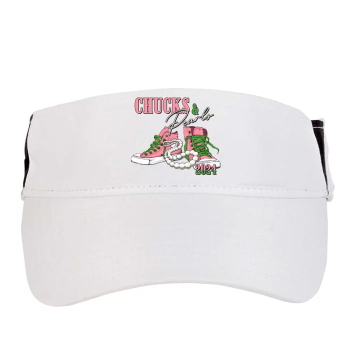 Chucks And Pearls Kamala Harris 2024 Aka Sorority Pink And Green Adult Drive Performance Visor