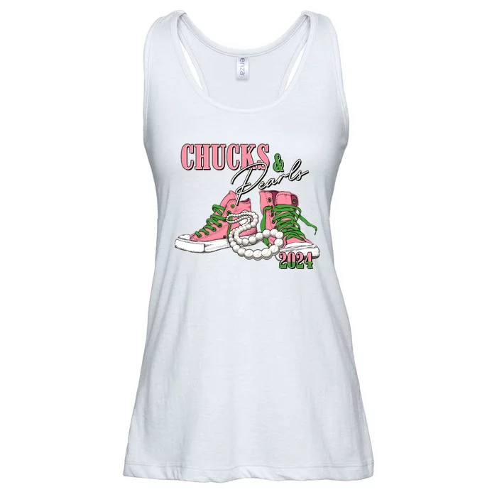 Chucks And Pearls Kamala Harris 2024 Aka Sorority Pink And Green Ladies Essential Flowy Tank