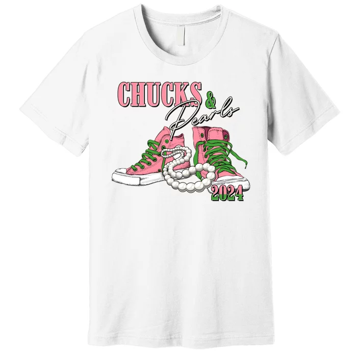 Chucks And Pearls Kamala Harris 2024 Aka Sorority Pink And Green Premium T-Shirt